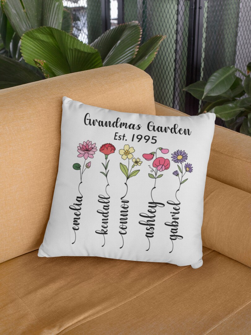 Custom grandma's garden throw pillow, Mothers Day gifts, Gifts for grandma, Personalized pillow covers with grandkids names MakerPlace by Michaels
